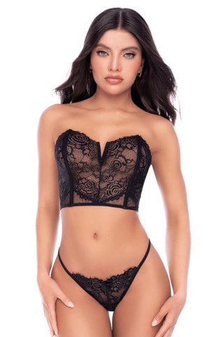 Corset bustier et string - Noir
