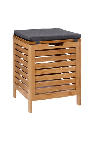 Banc de rangement et coffre en bambou - Gris et naturel