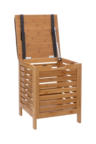 Banc de rangement et coffre en bambou - Gris et naturel