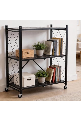 Etagère pliable à roulettes 3 niveaux - 71 x 89 x 34 cm