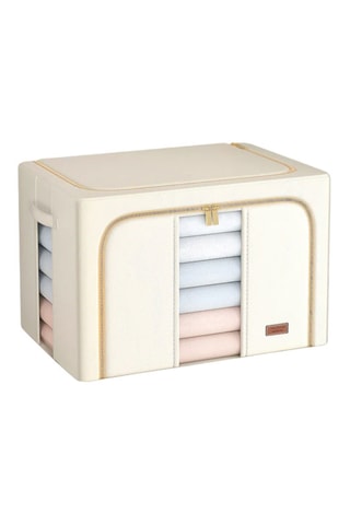 Boîte de rangement pliable en cuir - 100 l - Beige