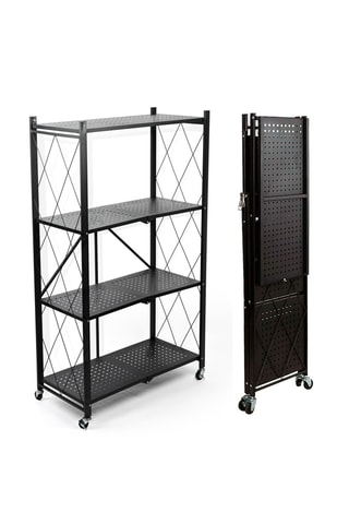 Etagère pliable à roulettes 4 niveaux - 71 x 125 x 34 cm