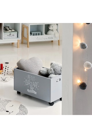 Coffre à jouets à roulettes - Gris clair