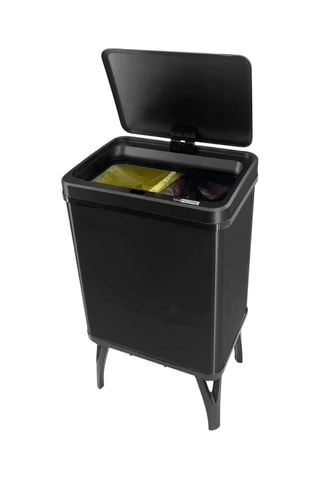 Poubelle de tri en acier inoxydable - 2 x 15 l - Noir