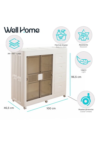 Armoire pliable 2 portes - 100 x 96,5 x 46,5 cm