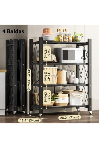 Etagère à roulettes 5 niveaux - 71 x 125 x 34 cm