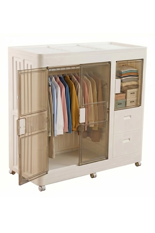 Armoire pliable à roulettes 3 portes - 100 x 96,5 x 46,5 cm
