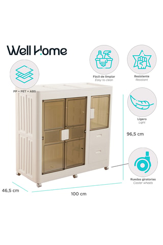 Armoire pliable à roulettes 3 portes - 100 x 96,5 x 46,5 cm