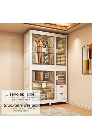 Armoire pliable à roulettes 3 portes - 100 x 96,5 x 46,5 cm