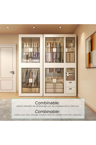 Armoire pliable à roulettes 3 portes - 100 x 96,5 x 46,5 cm