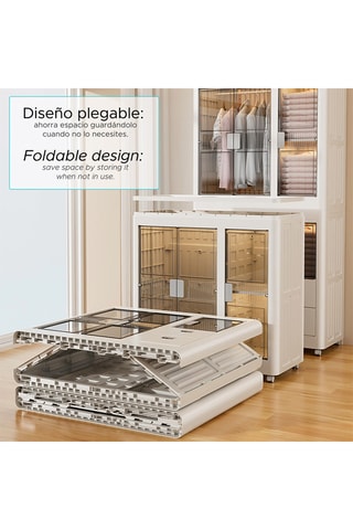 Armoire pliable à roulettes 3 portes - 100 x 96,5 x 46,5 cm