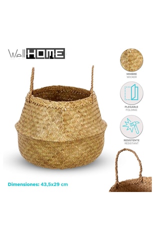 Panier de rangement pliable en osier - 43,5 x 29 cm - Marron clair