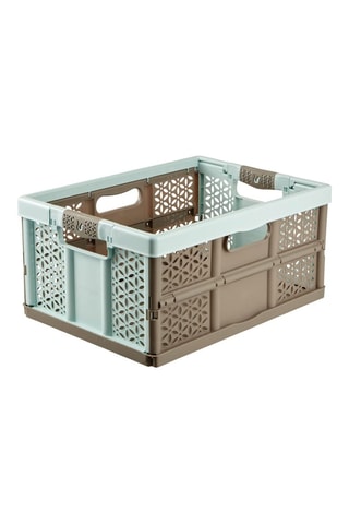 Caisse de transport Sans BPA - 32 l - Marron et vert d'eau