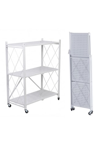 Etagère pliable à roulettes 3 niveaux - 71 x 89 x 34 cm