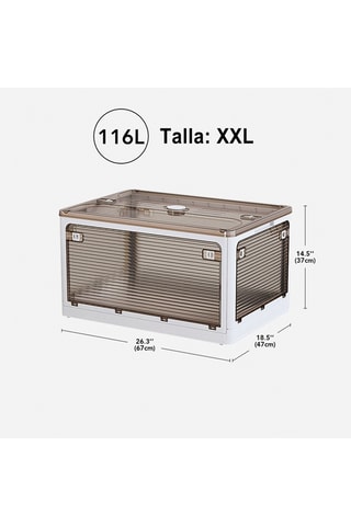 Boîte de rangement pliable à roulettes - 116 l - Gris