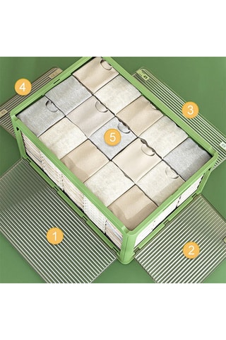 Boîte de rangement pliable à roulettes - 116 l - Gris
