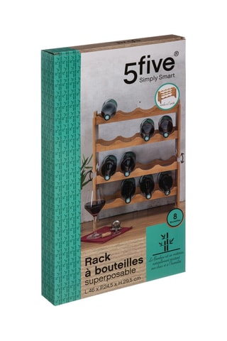 Range-bouteilles en bambou - 8 bouteilles - Naturel