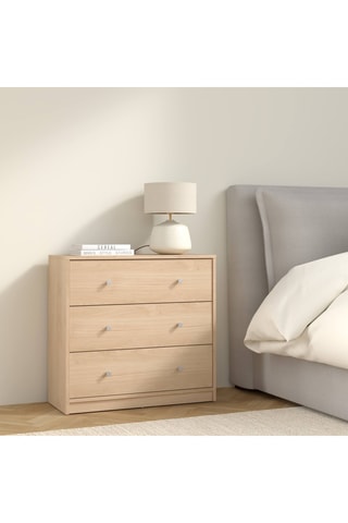 Commode 3 tiroirs en bois - 72,4 x 68,3 x 30,1 cm