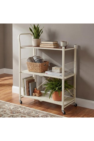 Rack de rangement pliable à roulettes 3 niveaux - 86 x 105 x 34,5 cm