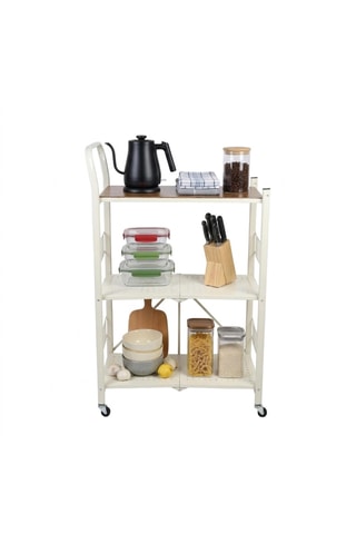 Rack de rangement pliable à roulettes 3 niveaux - 86 x 105 x 34,5 cm