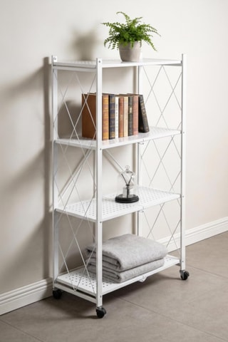 Etagère pliable à roulettes 4 niveaux - 71 x 125 x 34 cm