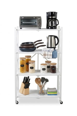 Etagère pliable à roulettes 4 niveaux - 71 x 125 x 34 cm
