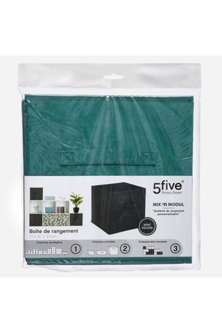 Cube de rangement pliable en velours - 31 x 31 x 31 cm - Bleu pétrole