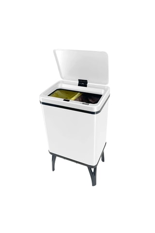 Poubelle de tri en acier inoxydable - 2 x 15 l - Blanc