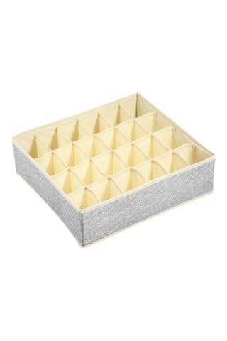 4 paniers de rangement pliables - 2 x (33 x 10 x 30 cm) et 2 x (33 x 10 x 17 cm) - Gris clair chiné