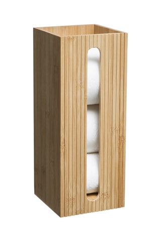 Rangement pour papier toilette en bambou - 14,5 x 14,5 x 36 cm - Naturel