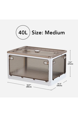 Boîte de rangement pliable à roulettes - 40 l - Blanc