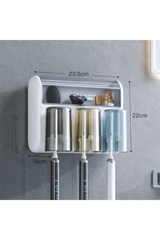 Support murale pour gobelets et brosses à dents - 23,5 x 22 x 14 cm