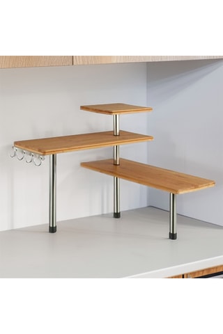 Etagère d’angle 3 niveaux en bambou - 45 x 38,5 x 43 cm