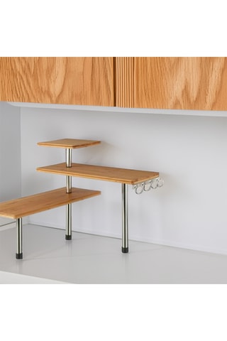Etagère d’angle 3 niveaux en bambou - 45 x 38,5 x 43 cm