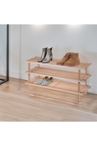 Meuble à chaussures en sapin - 3 niveaux - Naturel