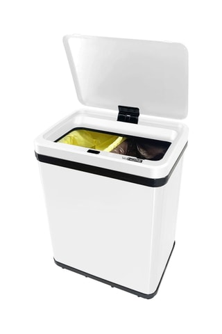 Poubelle de tri en acier inoxydable - 2 x 15 l - Blanc