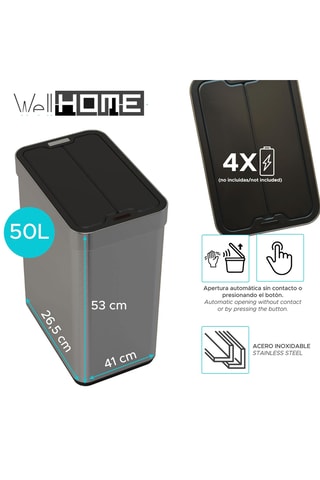 Poubelle de cuisine en acier inoxydable - 50 l - Argenté