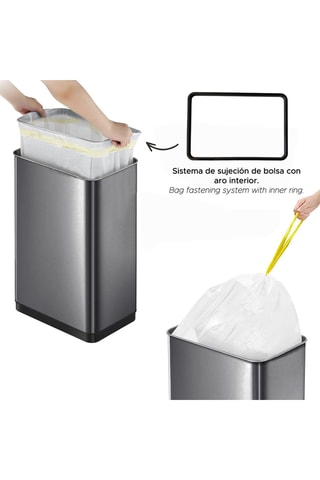 Poubelle de cuisine en acier inoxydable - 50 l - Argenté
