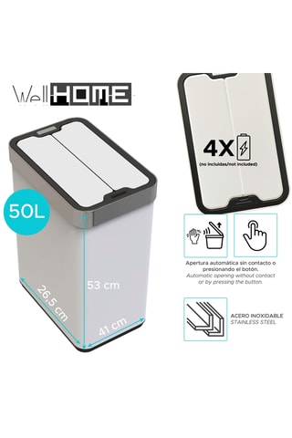 Poubelle de cuisine en acier inoxydable - 50 l - Blanc