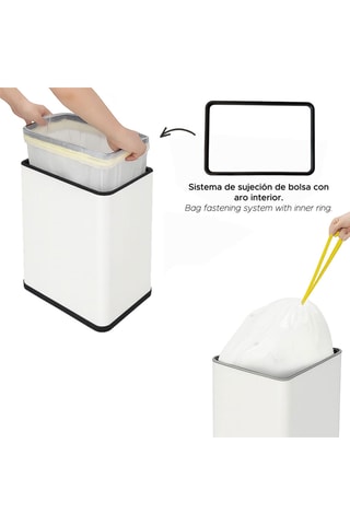 Poubelle de cuisine en acier inoxydable - 50 l - Blanc