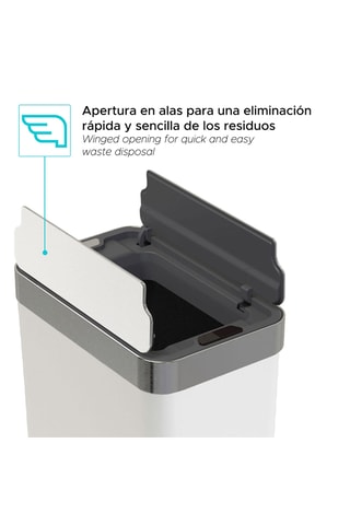 Poubelle de cuisine en acier inoxydable - 50 l - Blanc