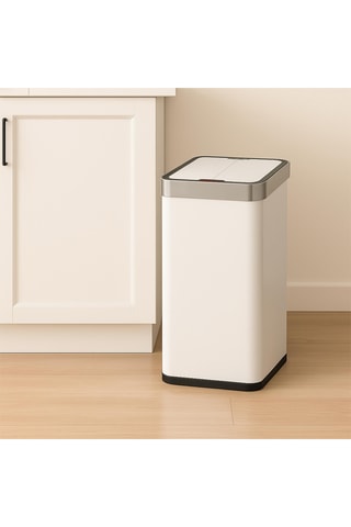 Poubelle de cuisine en acier inoxydable - 50 l - Blanc