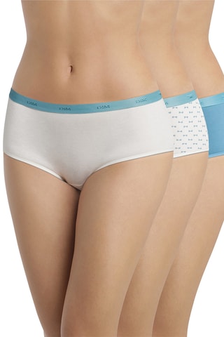 3 shorty Pocket Coton - Bleu et blanc