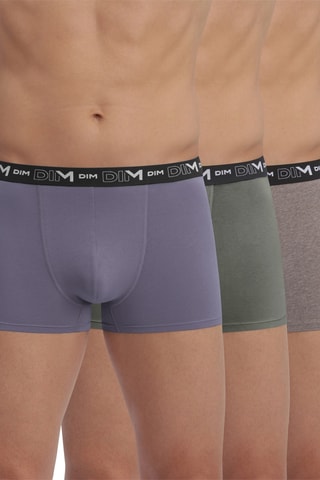 3 boxers Coton Stretch - Gris, gris foncé et kaki