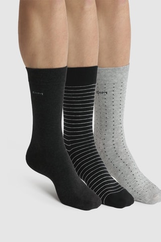 12 paires de chaussettes Coton Style - Noir et gris
