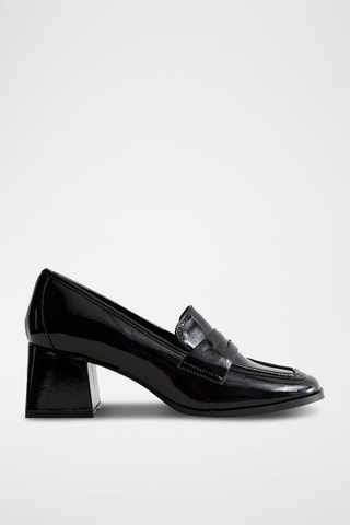 Mocassins à talons vernis - Noir