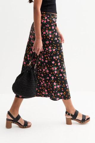 Jupe midi taille haute - Noir