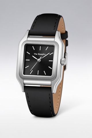 Montre à quartz en cuir - Noir et argenté