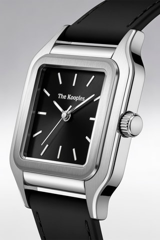 Montre à quartz en cuir - Noir et argenté