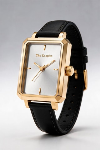 Montre à quartz en cuir - Noir et doré
